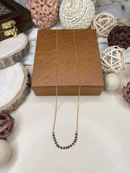 ABDESIGNS Rose Gold-Plated American Diamond Studded & Beaded Mangalsutra