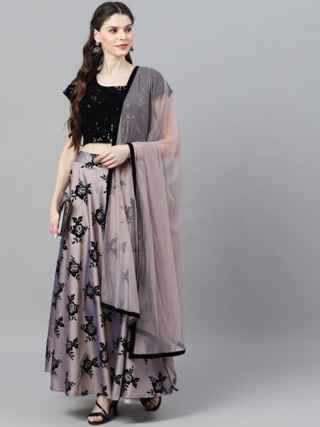AKS Embellished Sequinned Ready to Wear Lehenga & Blouse With Dupatta