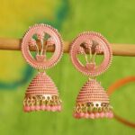 ANIKAS CREATION Peach-Coloured Circular Jhumkas