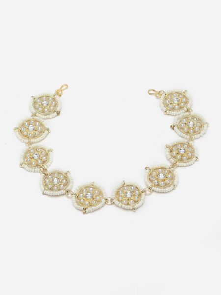 Aazeen Gold-Plated Kundan-Studded & Beaded Matha Patti
