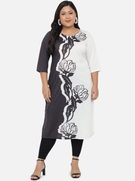 Amydus Plus Size Floral Printed Kurta