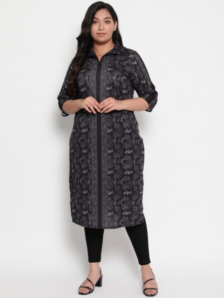 Amydus Women Plus Size Ethnic Motifs Printed Kurta