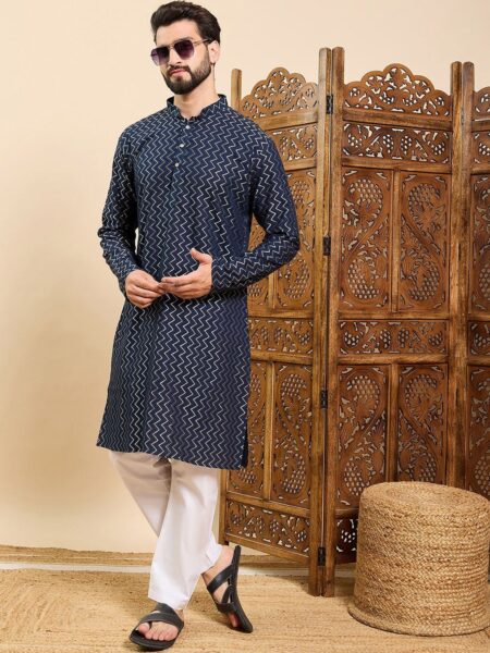Anouk Leheriya Printed Thread Work Cotton Kurta
