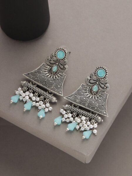 Anouk Silver-Plated Dome Shaped Drop Earrings