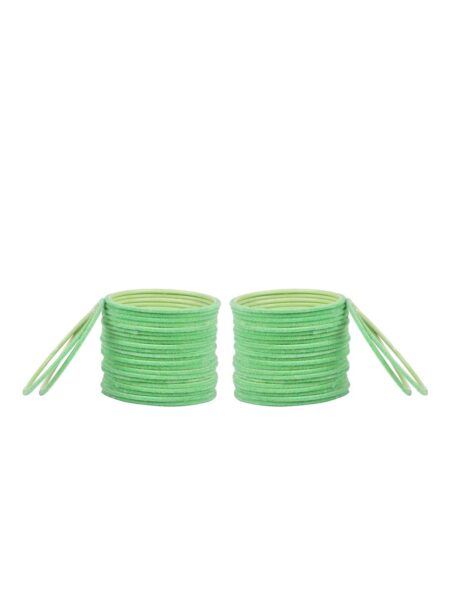 Arendelle Set Of 48 Green Solid Velvet Bangles