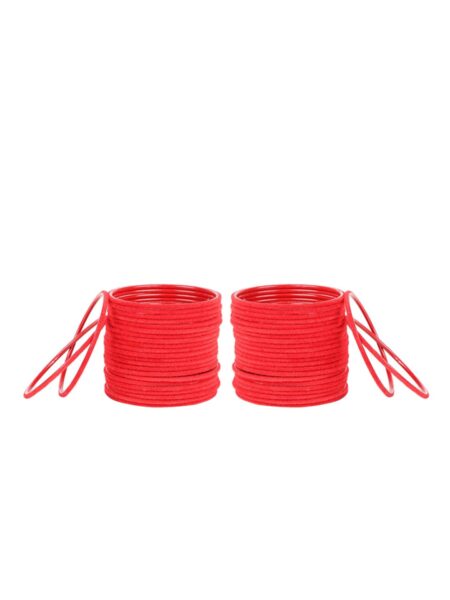 Arendelle Set Of 48 Red Solid Velvet Bangles