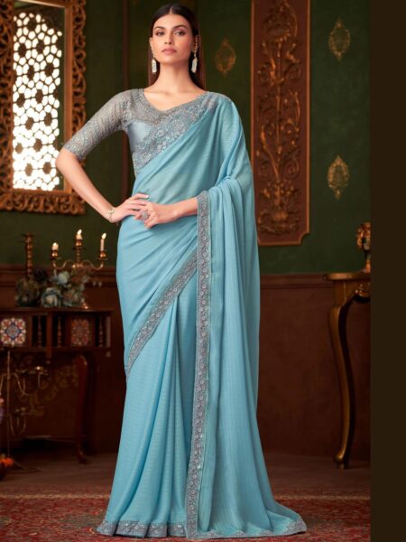 Baby Blue Party Designer Saree