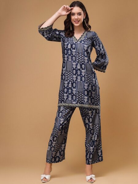 Bani Women Ethnic Motifs Printed Lace Top & Trouser