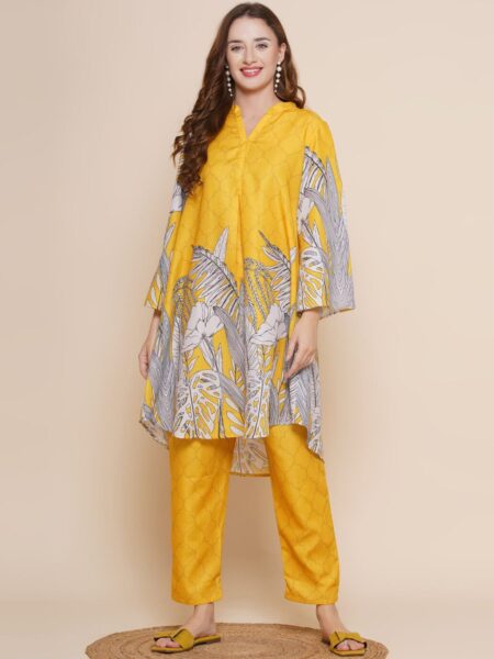 Bhama Couture Floral Printed Regular Kurta with Palazzos