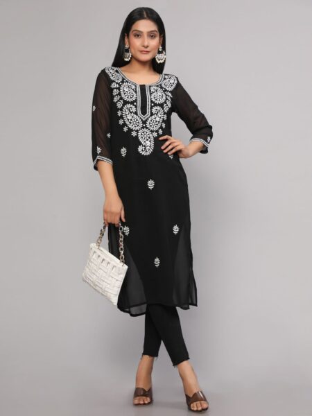Black Chikankari Georgette Kurta