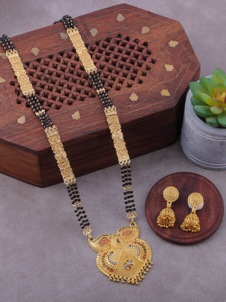 Brandsoon  Gold-Plated Black Beaded  Mangalsutra