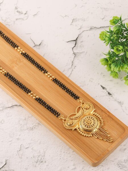 Brandsoon Gold-Plated & Black Beaded Mangalsutra