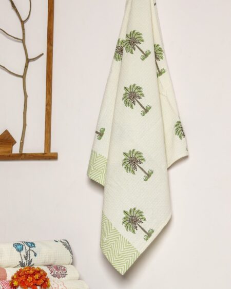 Buta Print Waffle Cotton Towel