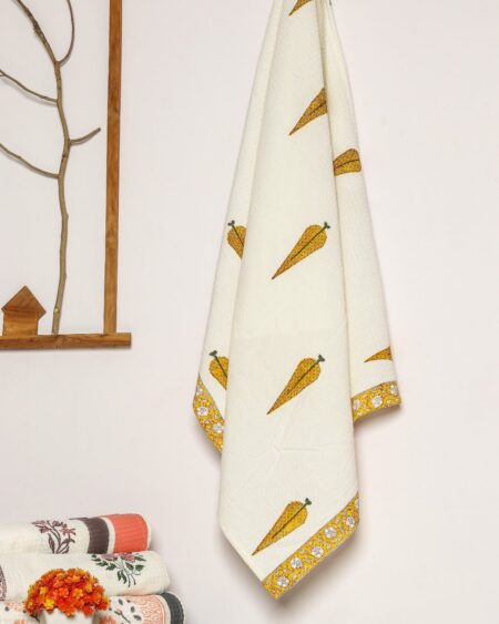 Buta Print Waffle Cotton Towel