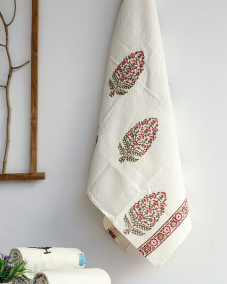 Buta Print Waffle Cotton Towel