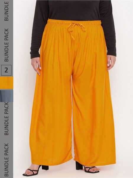 CLORA CREATION PLUS Pack Of 2 Straight Fit Palazzos