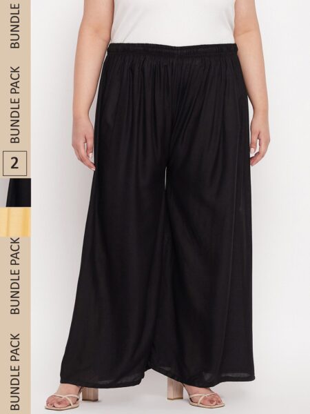 CLORA CREATION PLUS Pack Of 2 Wide Leg Palazzos