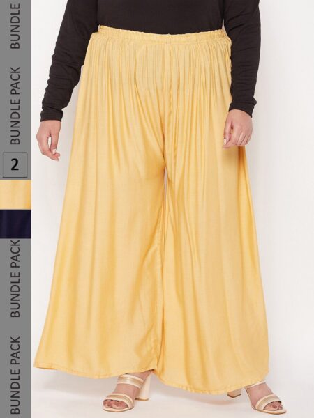 CLORA CREATION PLUS Pack Of 2 Wide Leg Palazzos