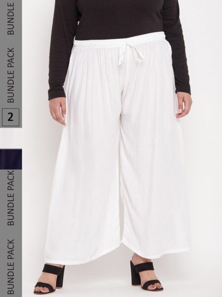 CLORA CREATION PLUS Pack Of 2 Wide Leg Palazzos