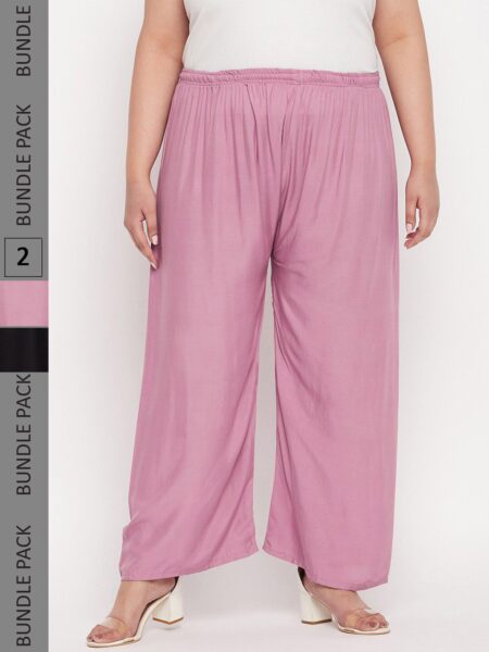 CLORA CREATION PLUS Pack Of 2 Wide Leg Palazzos