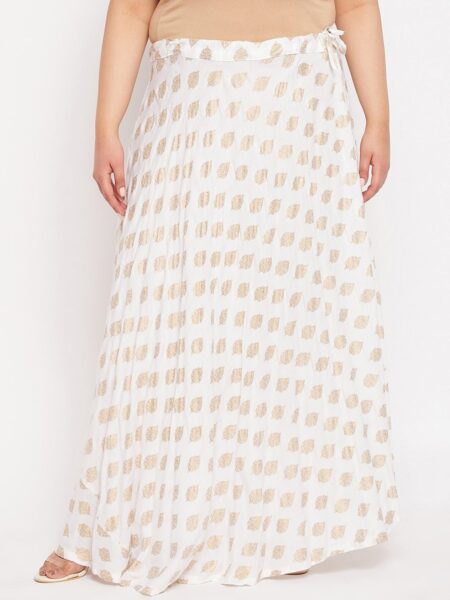 CLORA CREATION PLUS Plus Size Printed Flared Rayon Skirt