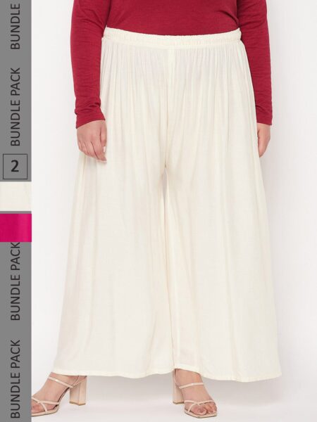 CLORA CREATION PLUS Women Pack Of 2 Straight Fit Palazzos