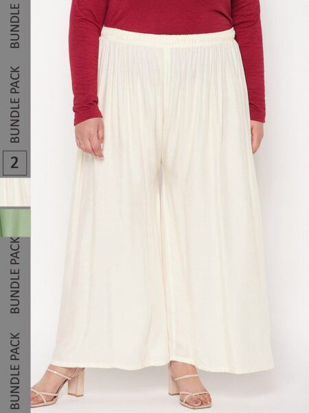 CLORA CREATION PLUS Women Pack Of 2 Straight Fit Palazzos
