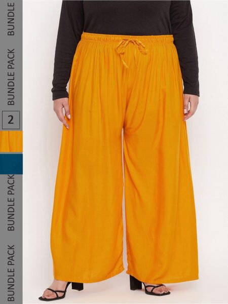 CLORA CREATION PLUS Women Pack of 2 Straight Fit Palazzos