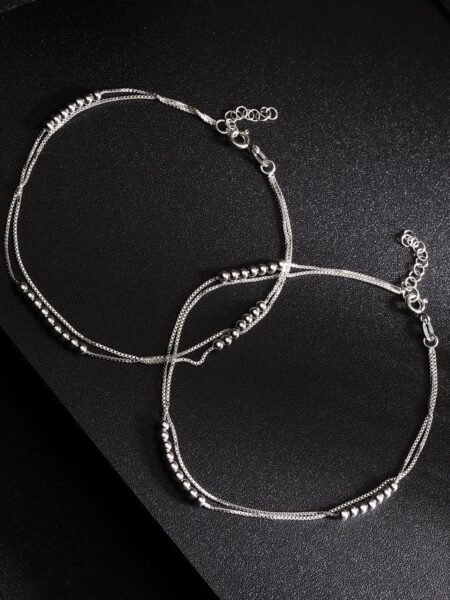 Carlton London Women Set of 2 925 Sterling Silver Anklets