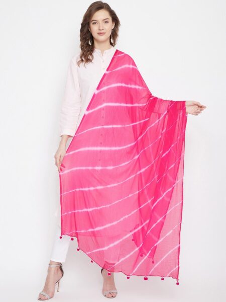 Clora Creation Magenta & White Dyed Dupatta