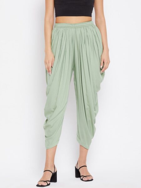 Clora Creation Women Green Solid Dhoti Salwar