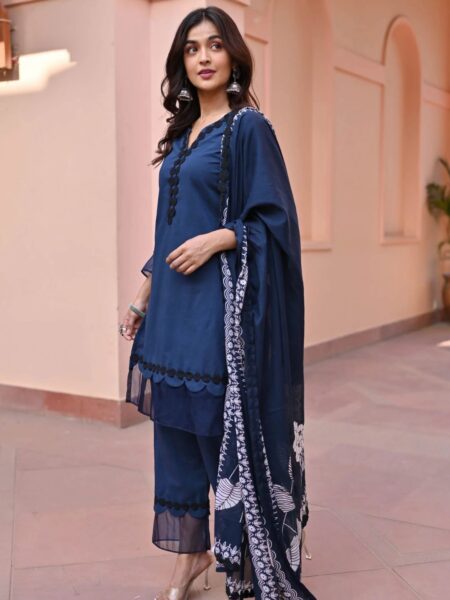 Cotton Comfort Trio Suit Set - Navy Blue