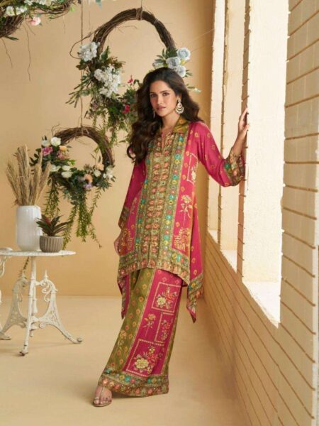 Crepe Silk Multi-Color Mirror Work Co-ord Set