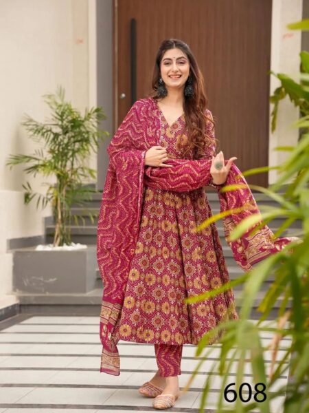 Designer Beautiful Printed Collection Suit - Magenta