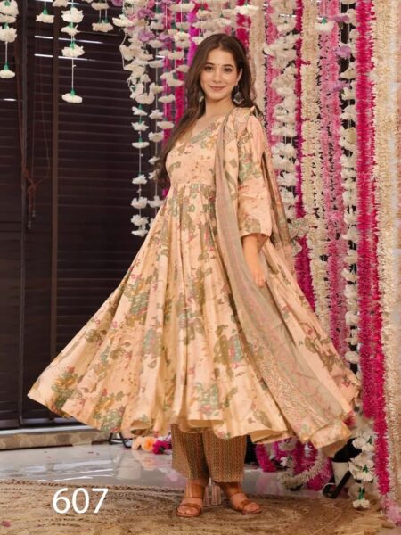 Designer Beautiful Printed Collection Suit - Light Peach