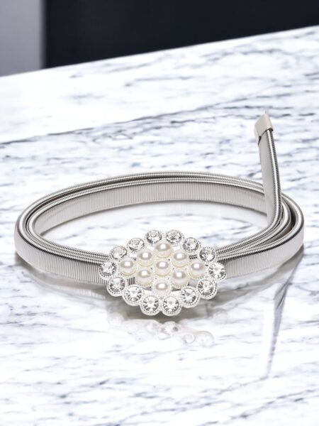 DressBerry Women Silver-Plated Stone Studded Belt