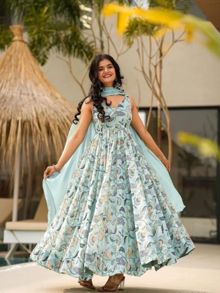 Beautiful Digital Printed Ethnic Gown