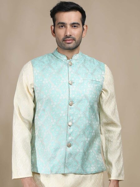 FILORI Woven Design Brocade Art Silk Nehru Jacket