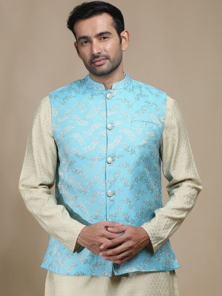 FILORI Woven Design Brocade Art Silk Nehru Jacket