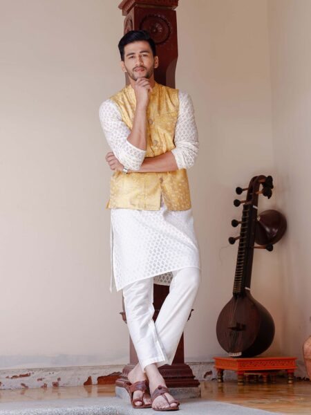 FILORI Woven Design Brocade Nehru Jacket