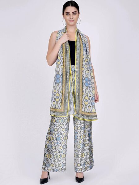 First Resort by Ramola Bachchan Ethnic Motifs Printed Ethnic Palazzos With Stole