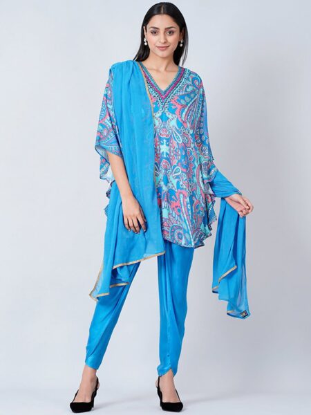 First Resort by Ramola Bachchan Printed Kurta & Tulip Trousers With Dupatta