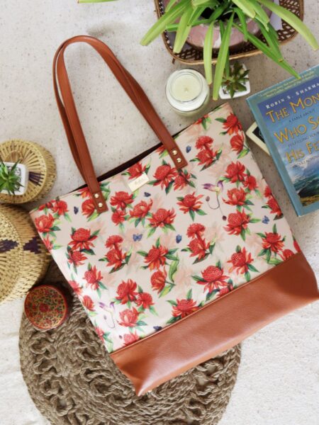 Flesh Pink Waratah Tote Bag For Women