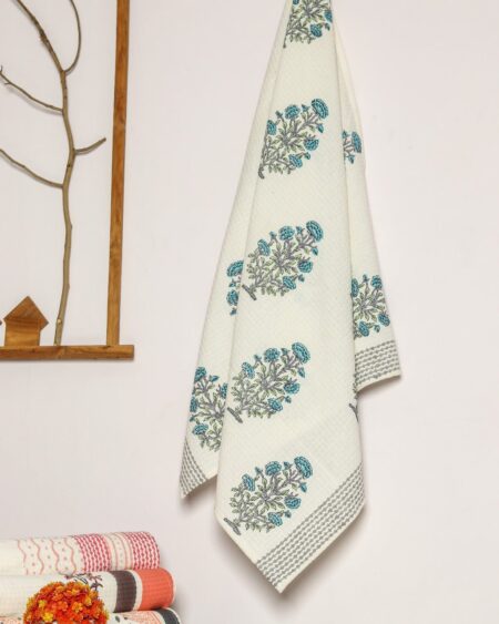 Floral Buta Waffle Cotton Towel
