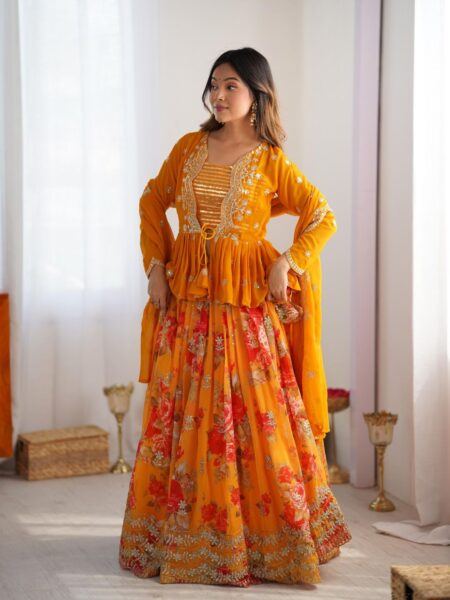 New Koti Pattern Flower Lahengha Collection