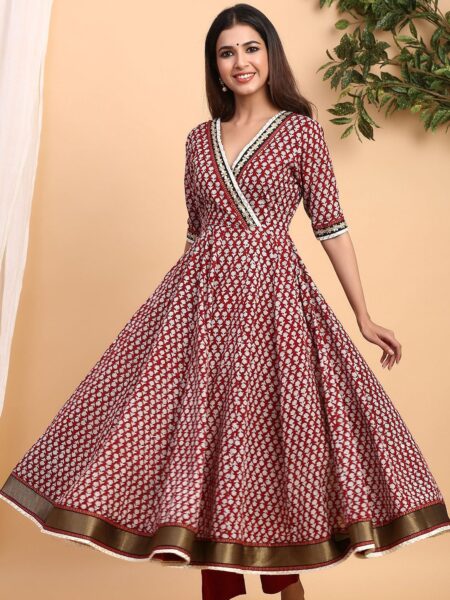 GILLORI Embroidered Gotta Patti Pure Cotton Kurta with Palazzos & Dupatta
