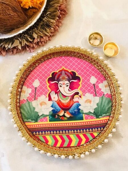 Ganesha Floral Thali Pink