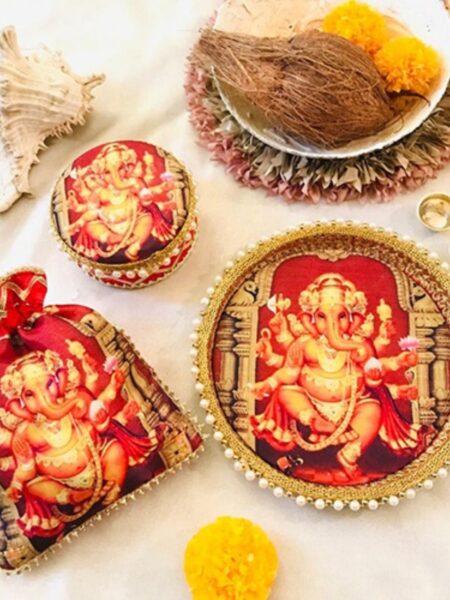 Ganpati Thali Set Red