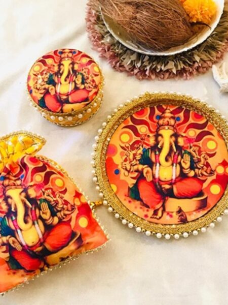 Ganpati Thali Set Yellow