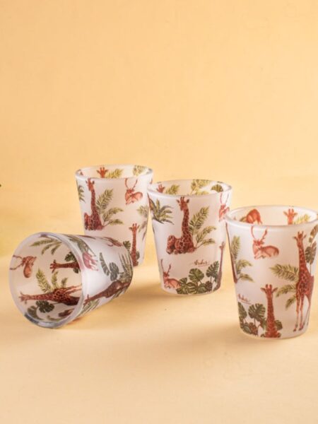 Giraffe Print Frosted Shot Glasses - Set of 4